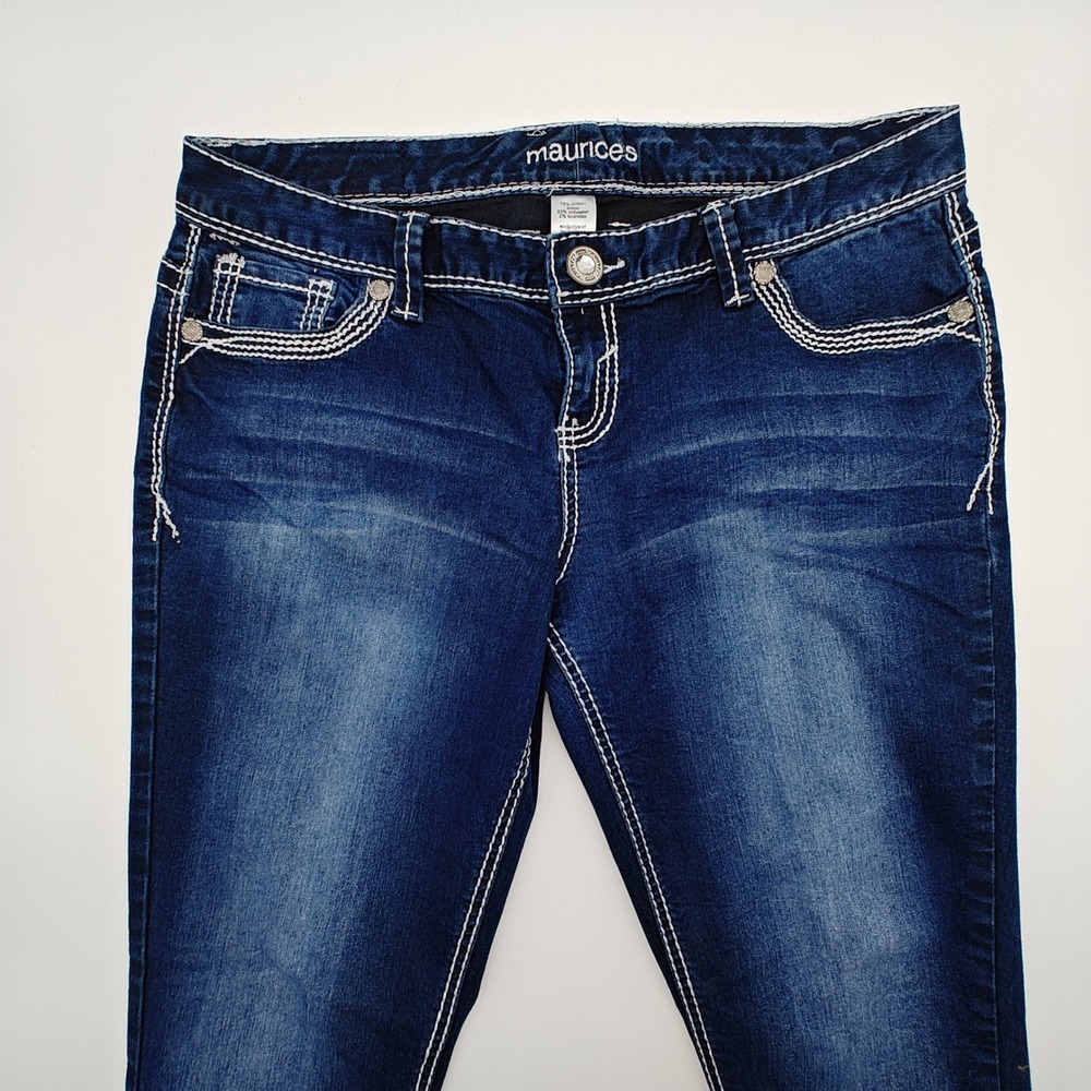 Maurices Bootcut Jeans Womens Large Short Dark Wash Stretch Denim Western - Picture 4 of 8